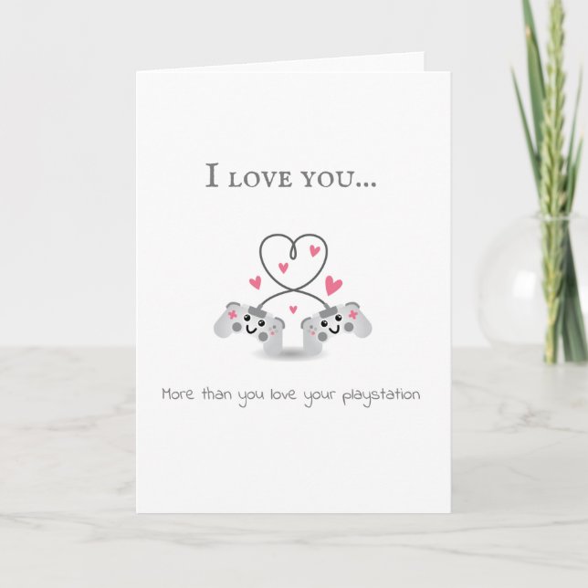 Carte je t'aime amusant joueur de station de jeu amoureu (Devant)