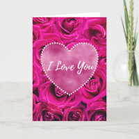Je t'aime avec des roses et un cœur rose salutatio