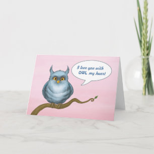 Carte Je t'aime avec le HIBOU mon coeur
