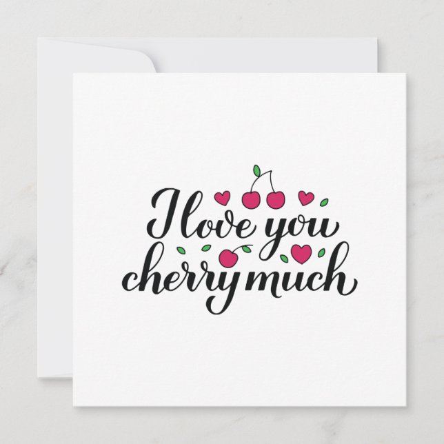 Carte Je t'aime beaucoup citation de jeu de mots cerise (Devant)