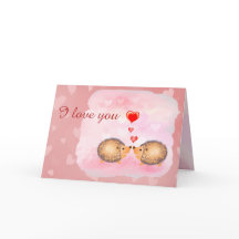 JE T'AIME bisou rose mignon hérissons valentin