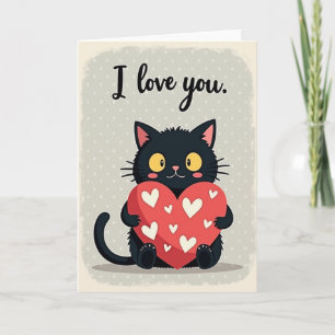 Carte Je T'Aime Chat Noir