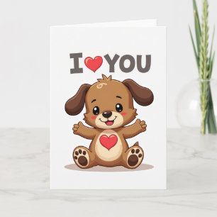 Carte Je T'Aime Chien Mignon