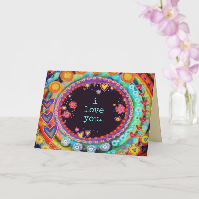 Carte Je t'aime Colorful Whimsical Fun Valentine (Orchidée)