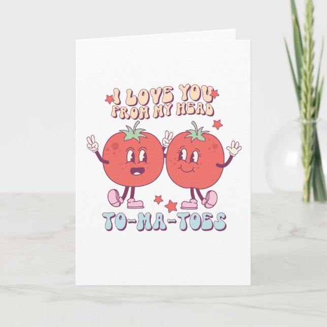Carte Je t'aime de la tête tomates à la Saint-Valentin (Devant)