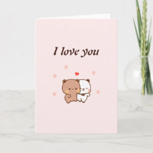 Carte Je t'aime, dessin animé de couple mignon