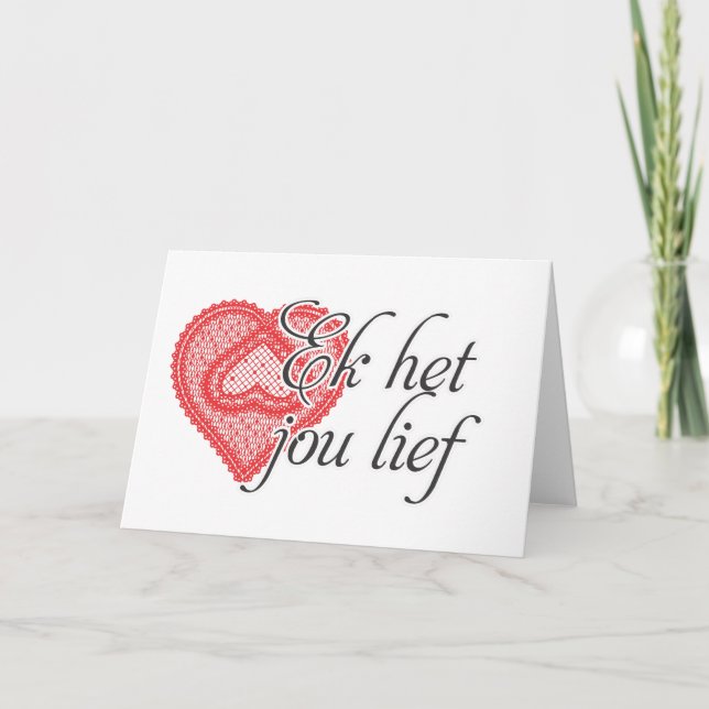 Carte Je t'aime en afrikaans (Devant)