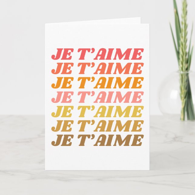 Carte Je T'aime français dire la typographie rétro (Devant)