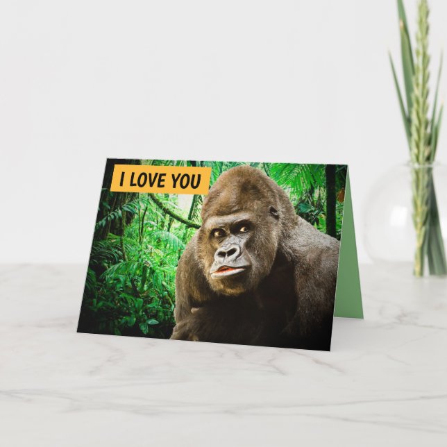 CARTE JE T'AIME GORILLA FUNNY GREETING CARD (Devant)