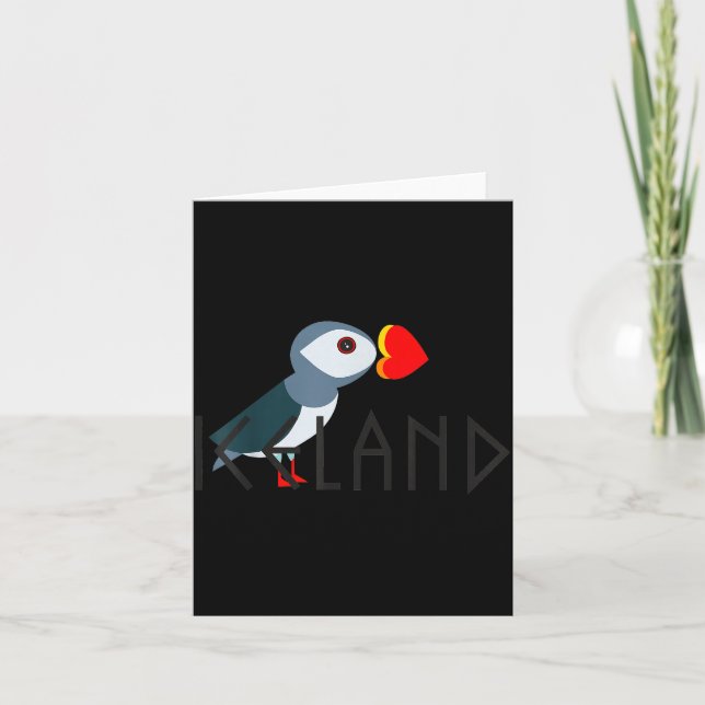 Carte Je t'aime Islande Macareux Cadeau Islandais  (Devant)