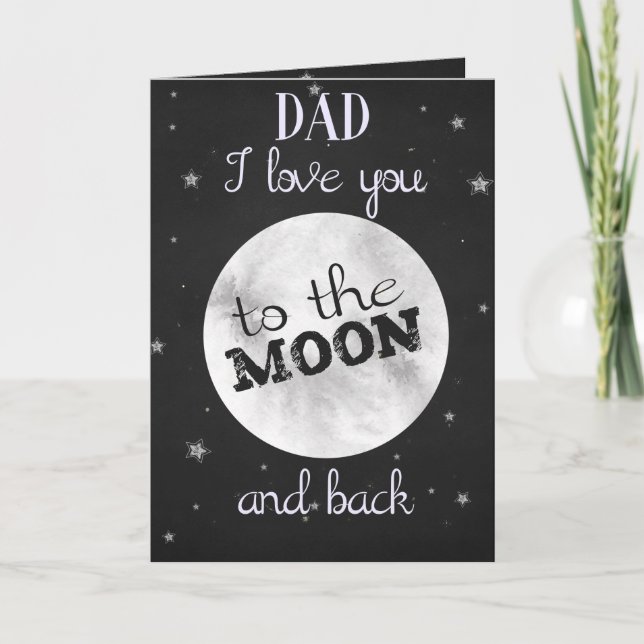 Carte Je t'aime jusqu'à la lune et retour pour la fête d (Devant)