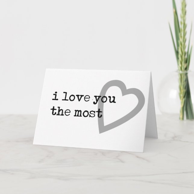 Carte je t'aime le plus coeur mignon (Devant)