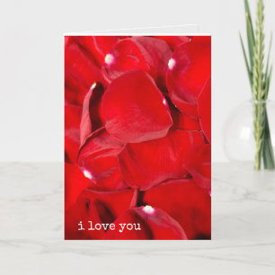 Carte je t'aime les pétales de rose rouge