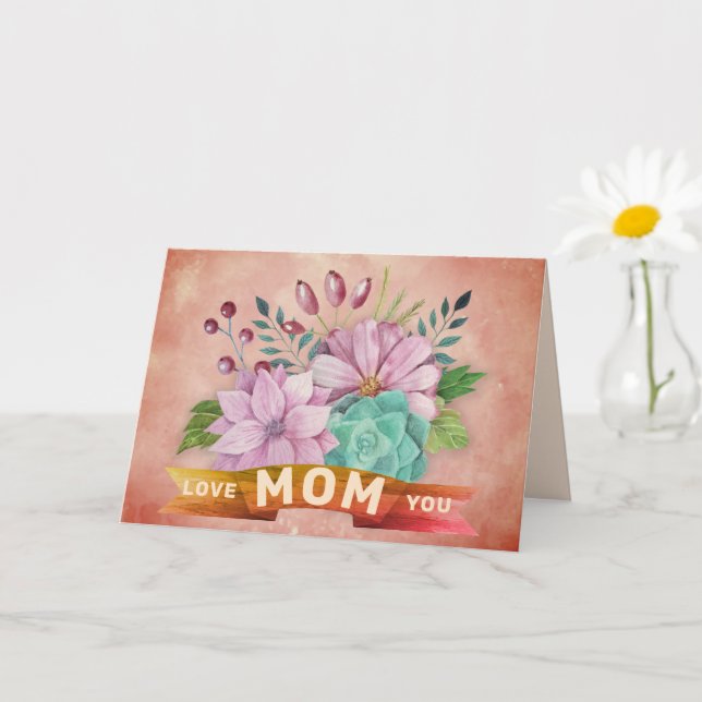 CARTE JE T'AIME MAMAN (Petite plante)