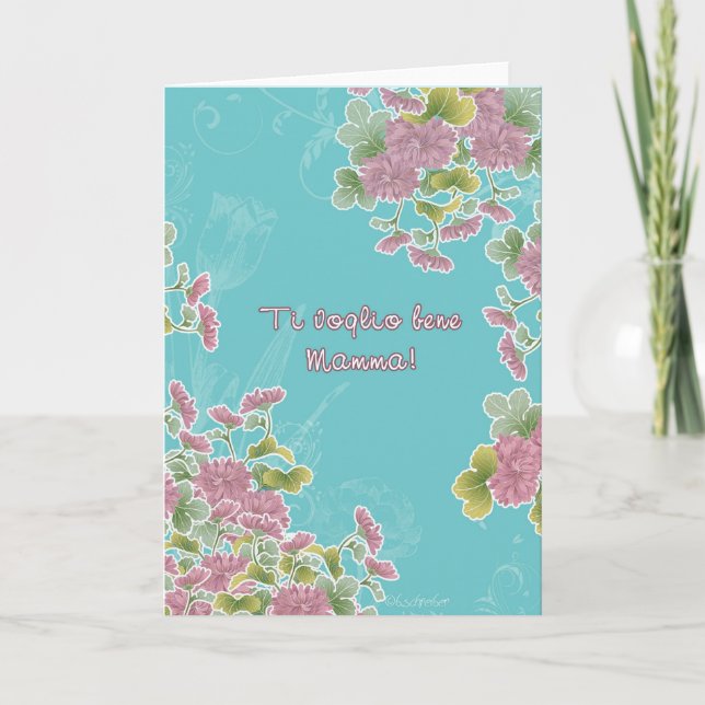 Carte je t'aime maman, fête de la mère heureuse ! en ita (Devant)