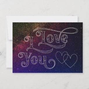 Carte Je T'Aime Moderne Coeur Noir Élégant Espace Bleu