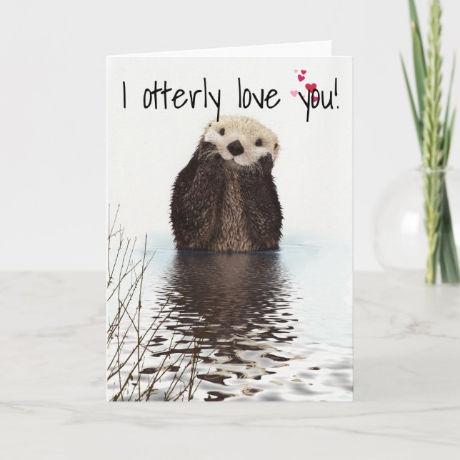 Carte Je t'aime Otter Anniversaire Valentine (Devant)