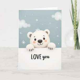 Carte Je t'aime Ours Polaire Mignon