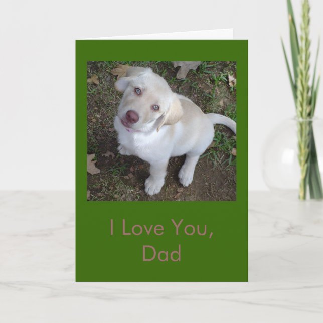 Carte Je t'aime, papa - fête des pères jaune de chiot de (Devant)