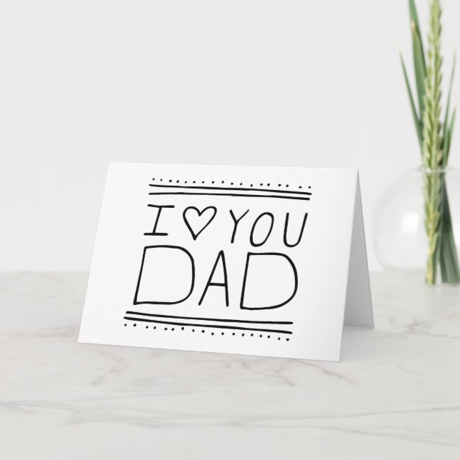 Carte Je t'aime Papa // Mignonne Fête des pères manuscri (Devant)