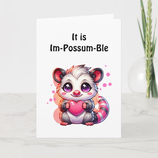 Carte Je t'aime | Possum romantique et dragueur (Devant)
