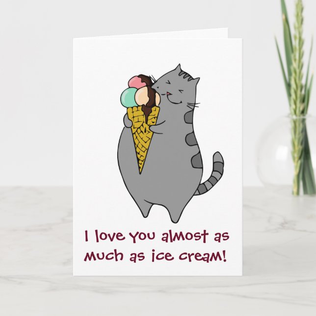 Carte Je T'Aime Presque Autant Que Crème De Glace ! (Devant)