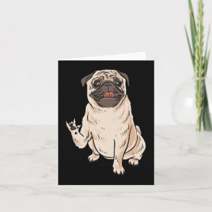 Carte Je t'aime PUG CHIEN ASL geste de la main Sourds Pe