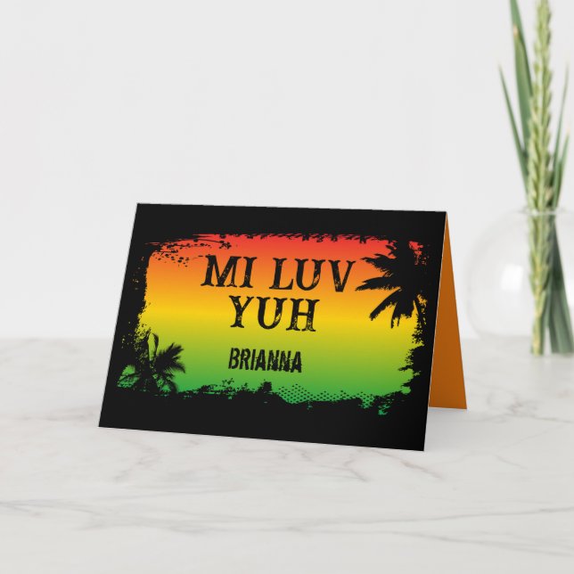 Carte Je t'aime Rasta jamaïcaine (Devant)