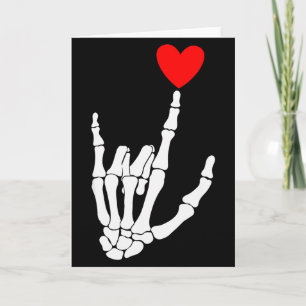 Carte Je t'aime Squelette Signe de la main Asl Cœur Sain