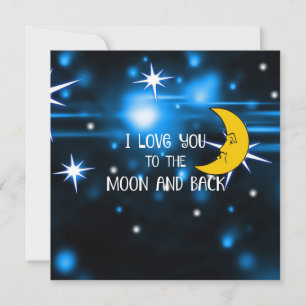 Carte Je t'aime sur la Lune et de retour