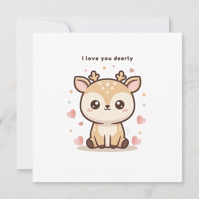 Carte Je t'aime tendrement Dōshi cerf Noël mignon (Devant)