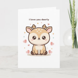 Carte Je T'Aime Tendrement Joli Puchi Dōshi Cerf Noël