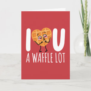 Carte JE T'AIME UN PAQUET DE GAUFRES Kawaii Mignon Drôle