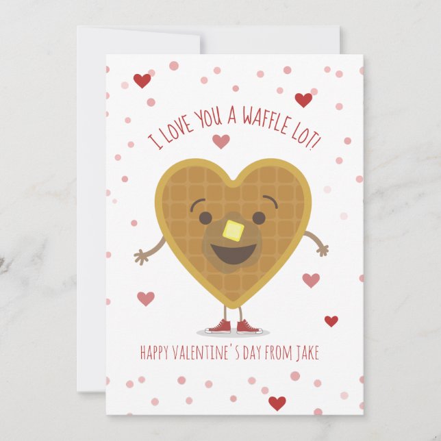 Carte Je T'Aime Une gaufre Lot Coeur Enfants Valentine (Devant)