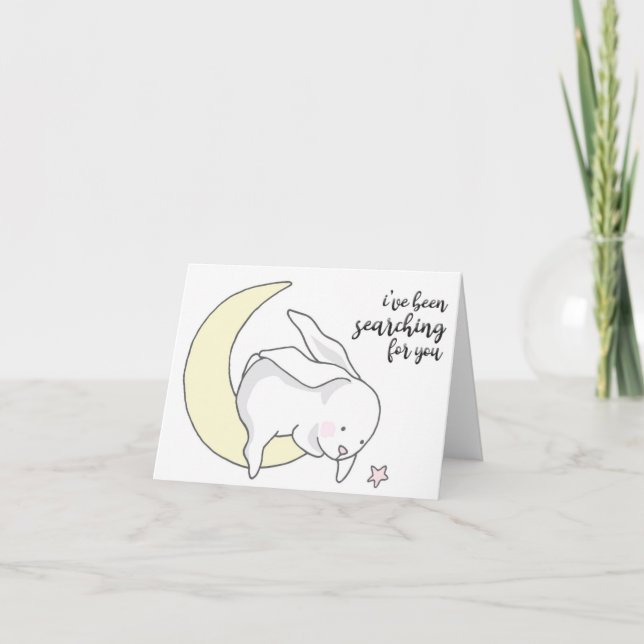 Carte Je te cherche, Bunny sur la lune (Devant)