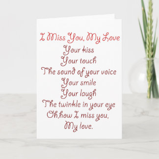 Carte Je te manque, mon poème d'amour rouge sur rouge