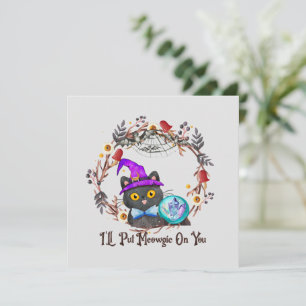 Carte Je te mettrai de la magie - Chat de sorcière noir