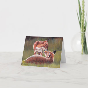 Carte Je vais rester près de vous Fox Animal Art Note Ca