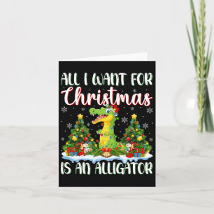 Carte Je Veux Pour Noël Est Un Alligator Xmas Arbre Ligh