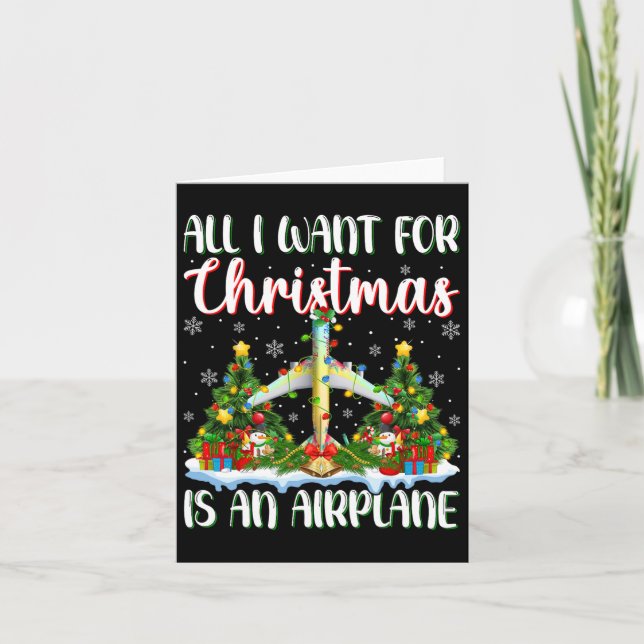 Carte Je Veux Pour Noël Est Un Avion Xmas Tree Light (Devant)