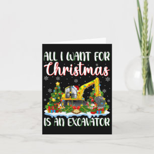 Carte Je Veux Pour Noël Est Un Excavateur Xmas Tree Ligh