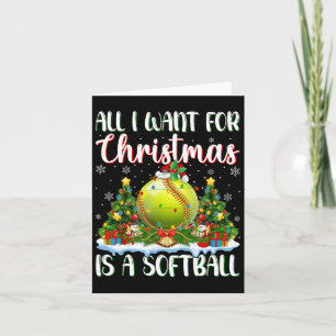 Carte Je Veux Pour Noël Est Un Softball Xmas Tree Light
