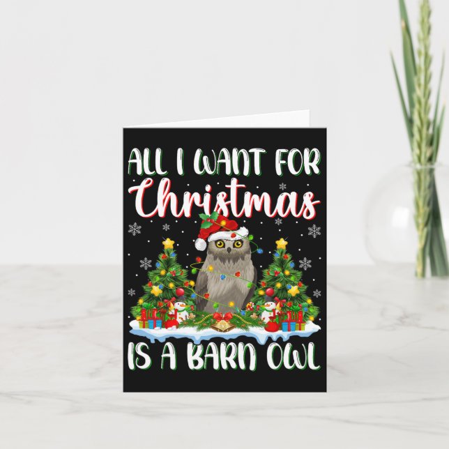 Carte Je Veux Pour Noël Est Une Petite Chouette Oiseau O (Devant)