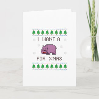 Carte Je veux un hippo pour Noël