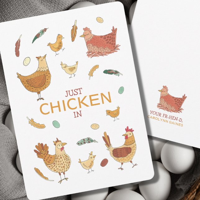 Carte Je Viens D'Accéder À Bonjour Drôle Hen Pun Cute Po (Créateur téléchargé)