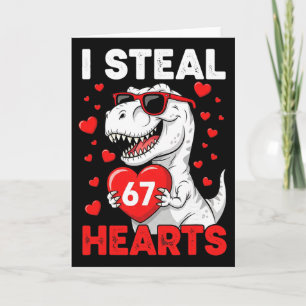 Carte Je vole 67 cœurs drôle 67 Saint-Valentin dinosaure