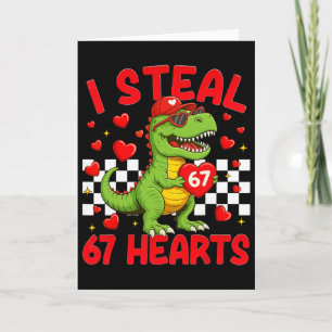 Carte Je vole des cœurs 67 Saint-Valentin 67 Dinosaure T