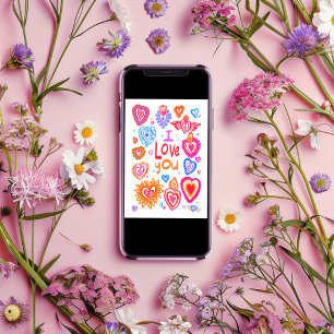 Carte JE VOUS AIME Joyeux Coeurs Whimsical De Saint Vale