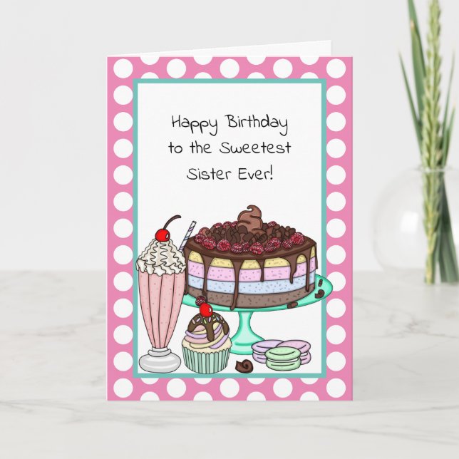 Carte Je vous souhaite la plus belle soeur d'anniversair (Devant)