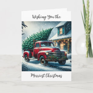 Carte Je vous souhaite le plus joyeux Noël   Camion vint